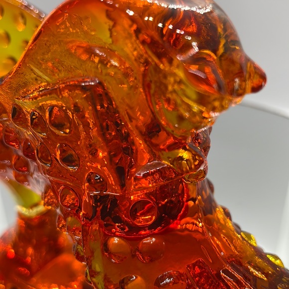 Fenton  Amberina hobnail cats head slipper. Glows under UV … - Picture 6 of 14